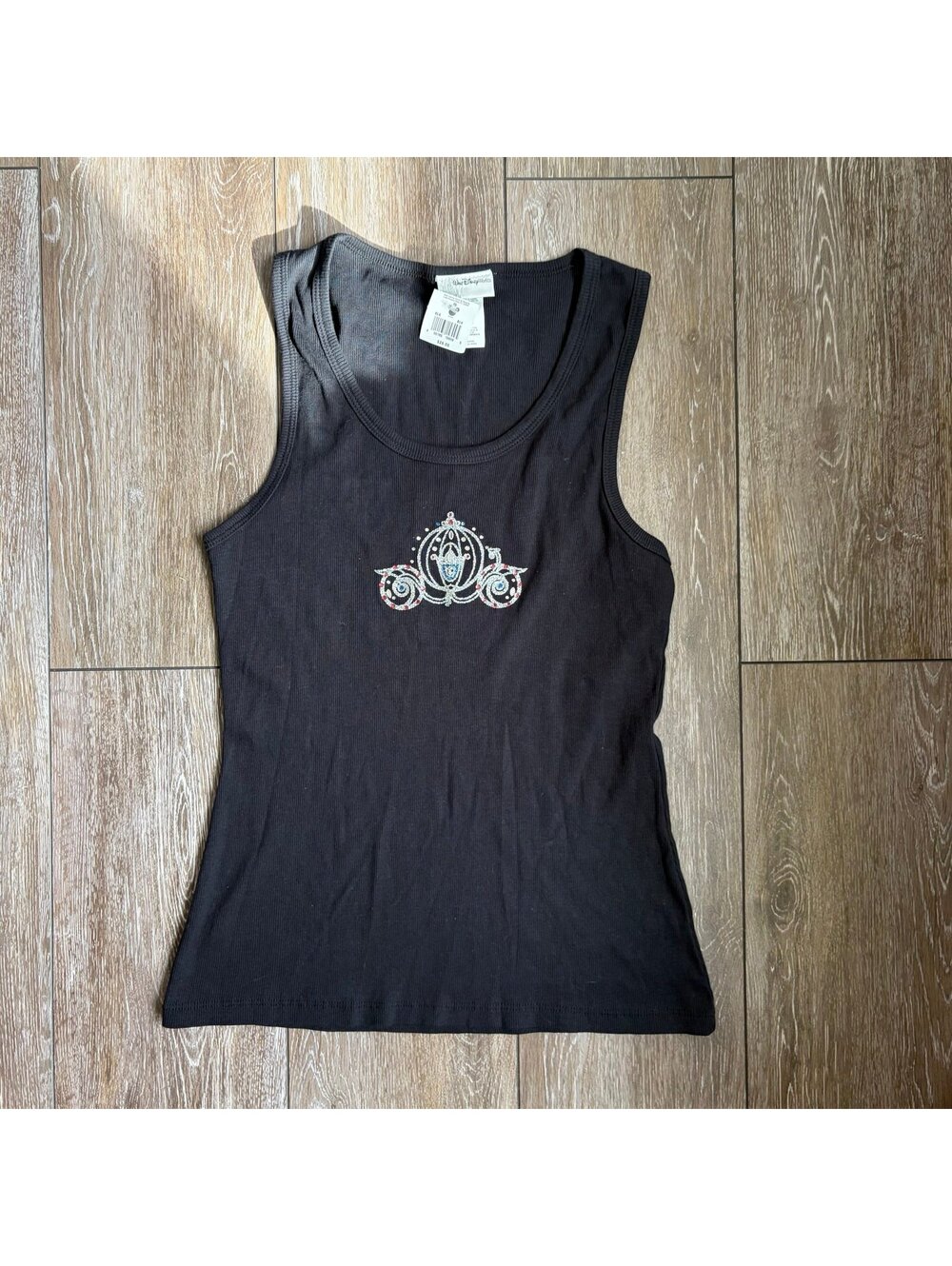 Vintage Disney World Cinderella Rhinestone Carriage Ribbed Tank Top XL